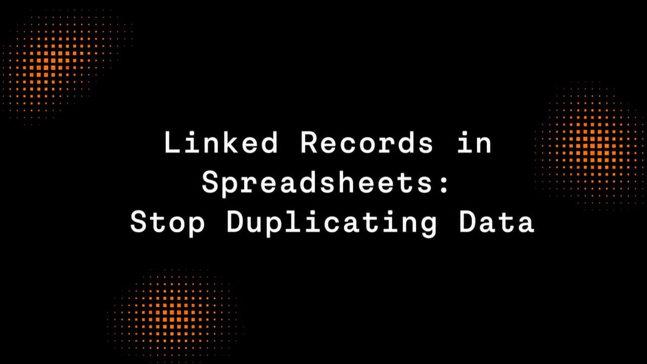 Matte black title-card thumbnail with orange copper pixel halftone islands and centered white linked records article title.